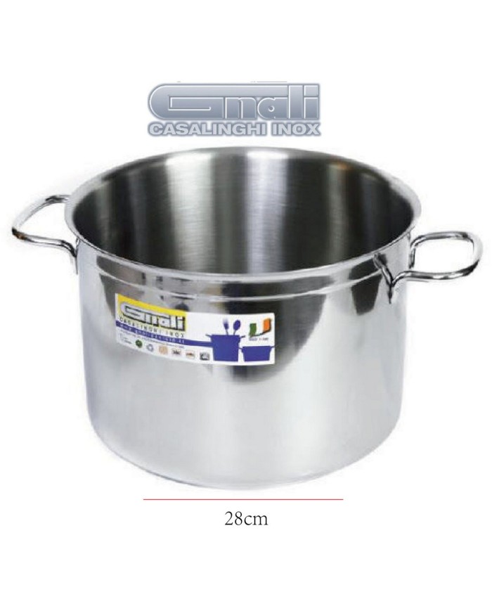 Pentola in acciaio inox 30 cm con 2 manici Gnali